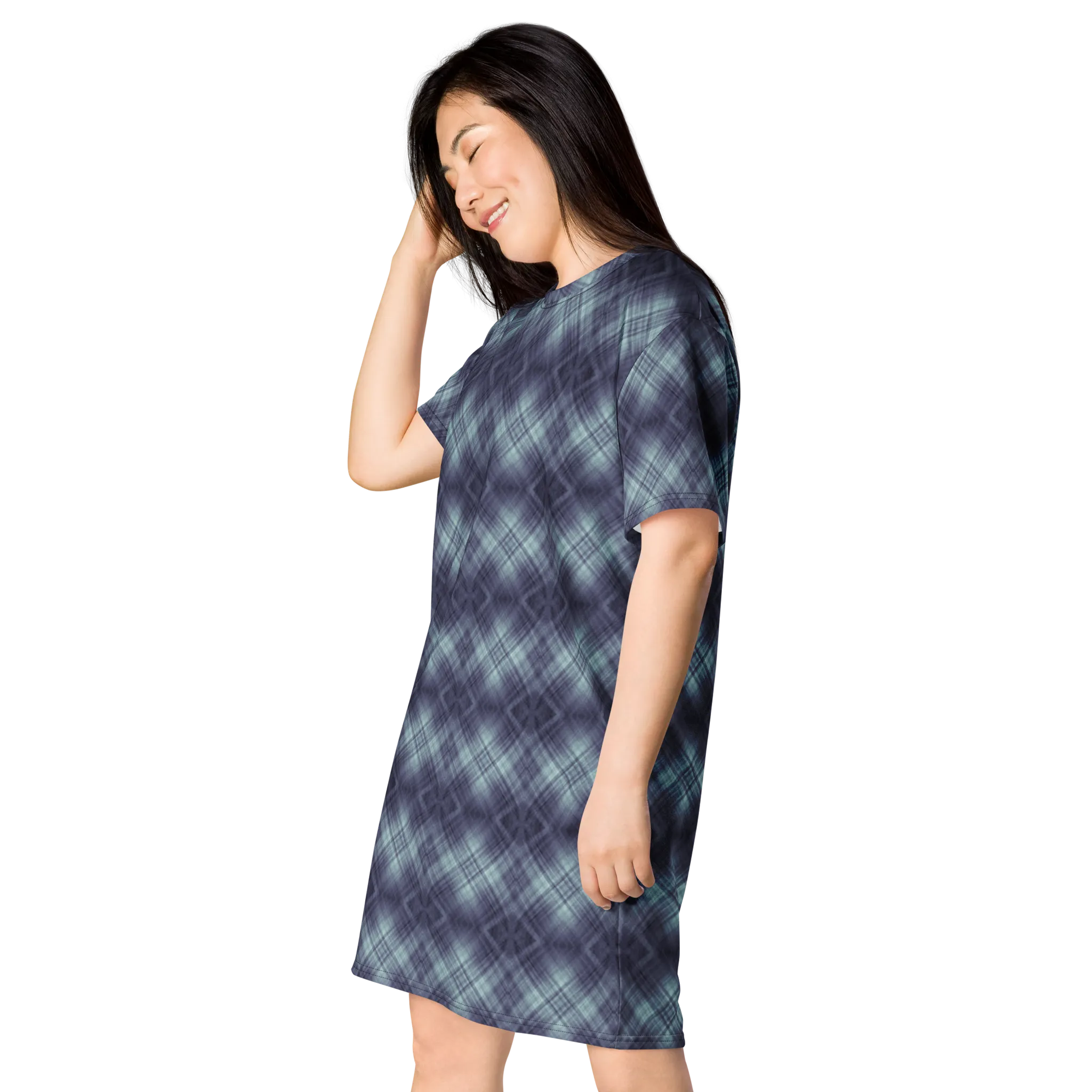 Recursia Argyle Rewired I T-Shirt Dress In Blue