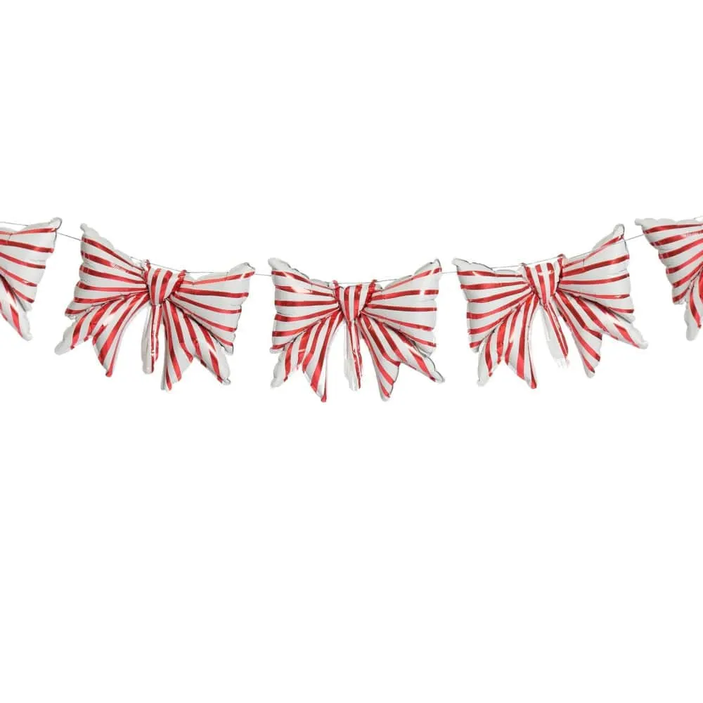 Red & White Striped Christmas Mini Bow Balloon Garland (3 piece)