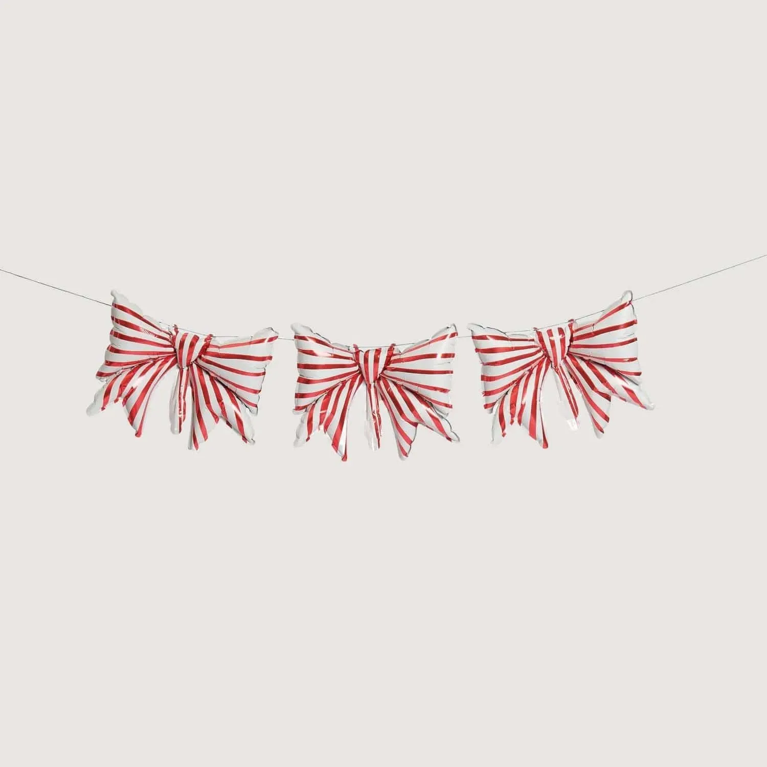 Red & White Striped Christmas Mini Bow Balloon Garland (3 piece)