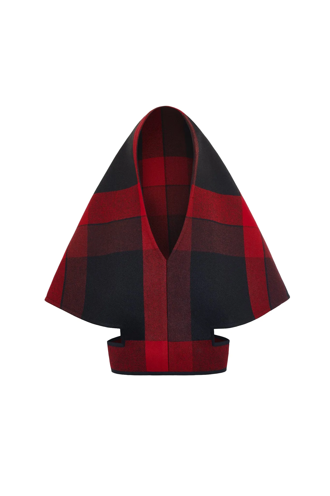 Red and Black Tartan Wool "Florence" Hood