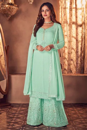 Seafoam Green Sharara Style Designer Suit