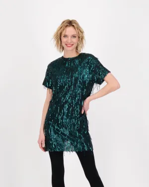 Sequin Fringed Mini Dress