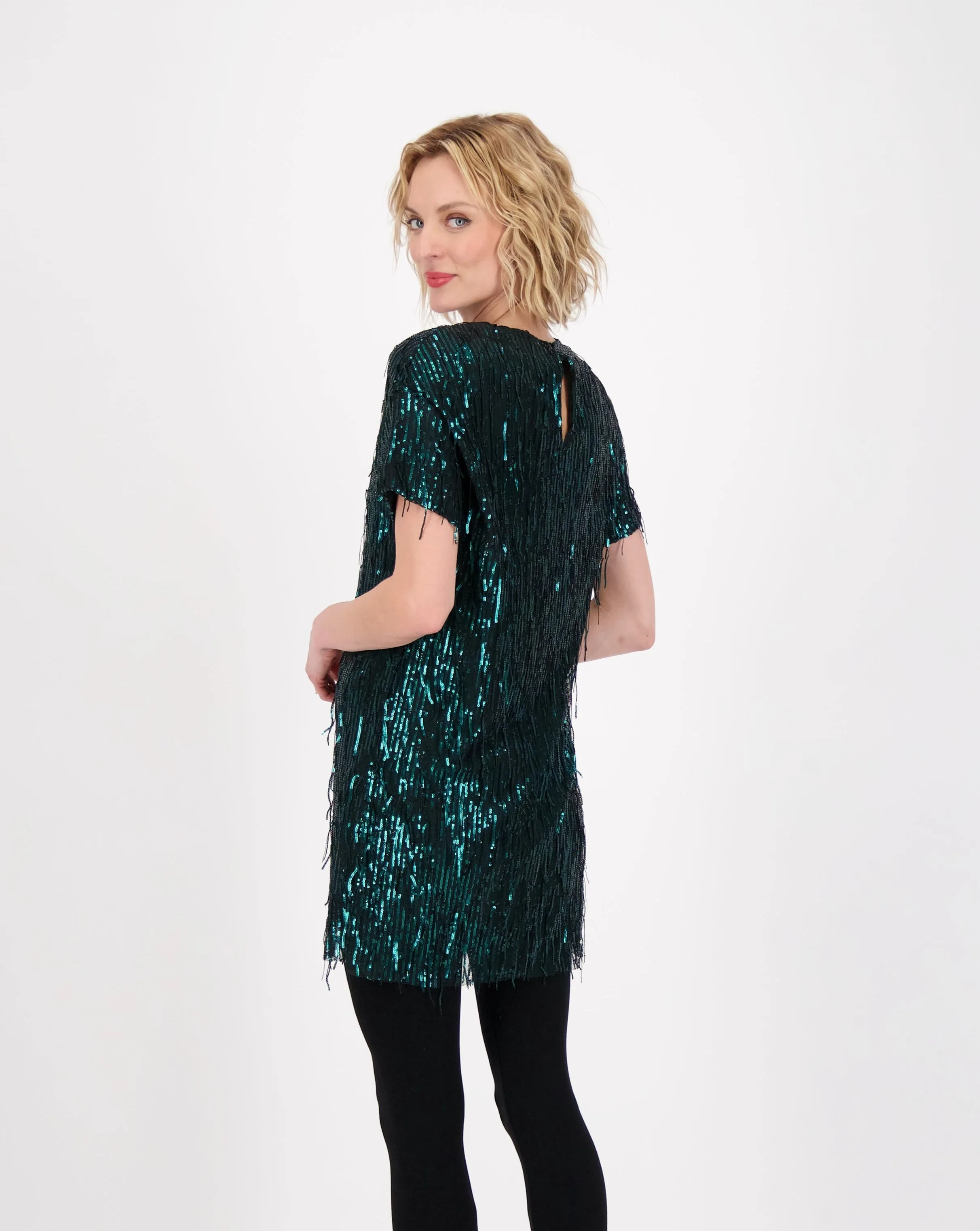 Sequin Fringed Mini Dress