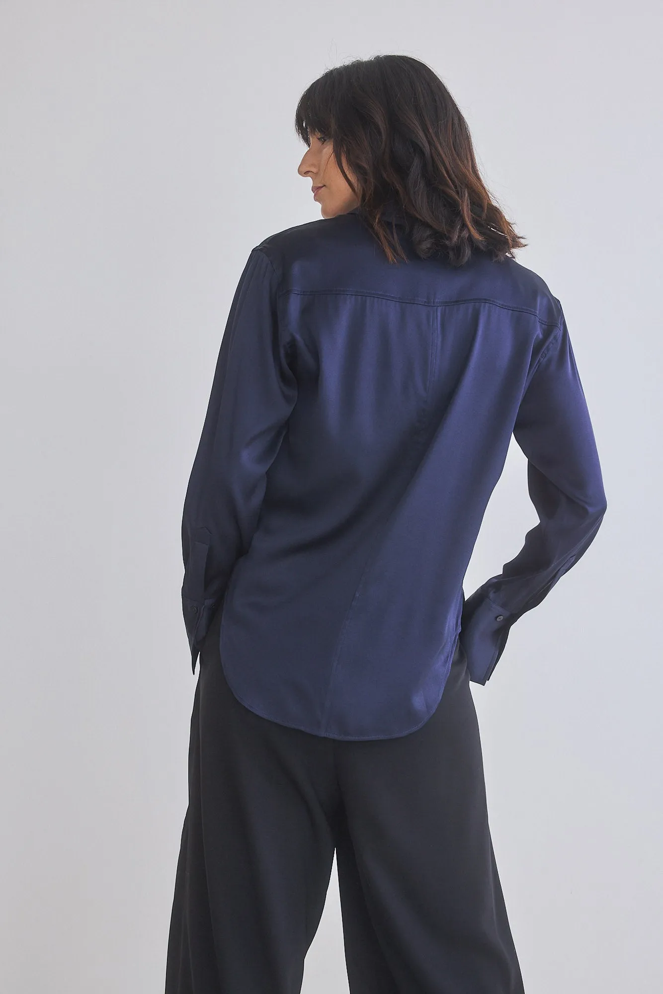 Shift Your Gaze Silk Button Down Blouse