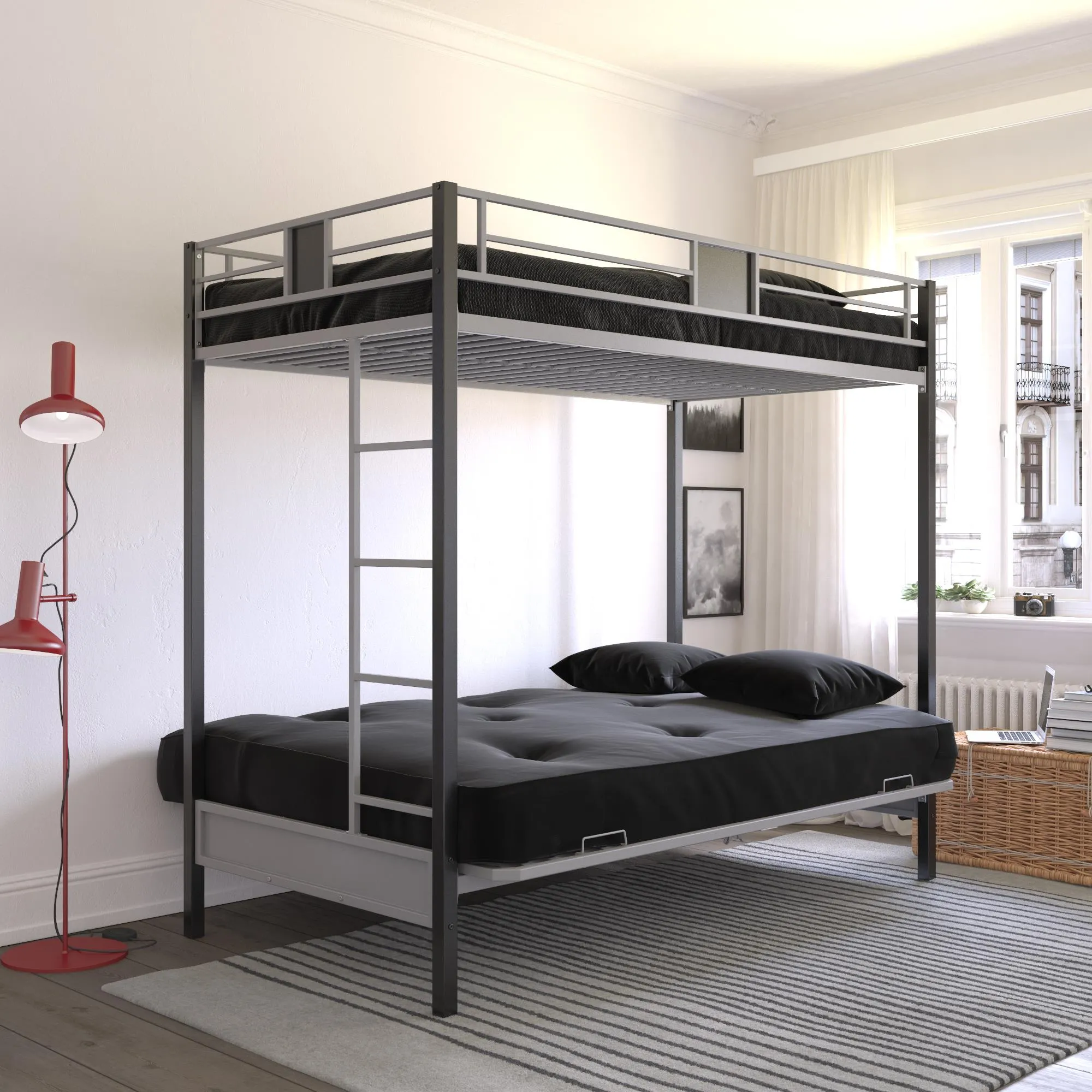 Silver Screen Loft Bed with Futon