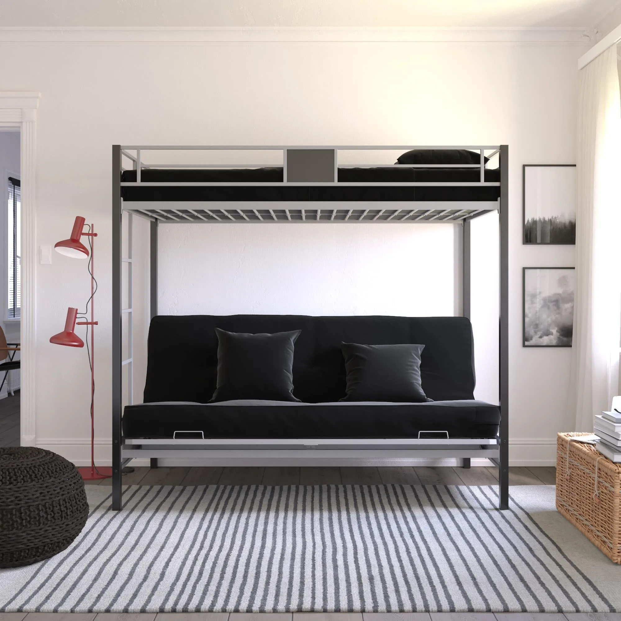 Silver Screen Loft Bed with Futon