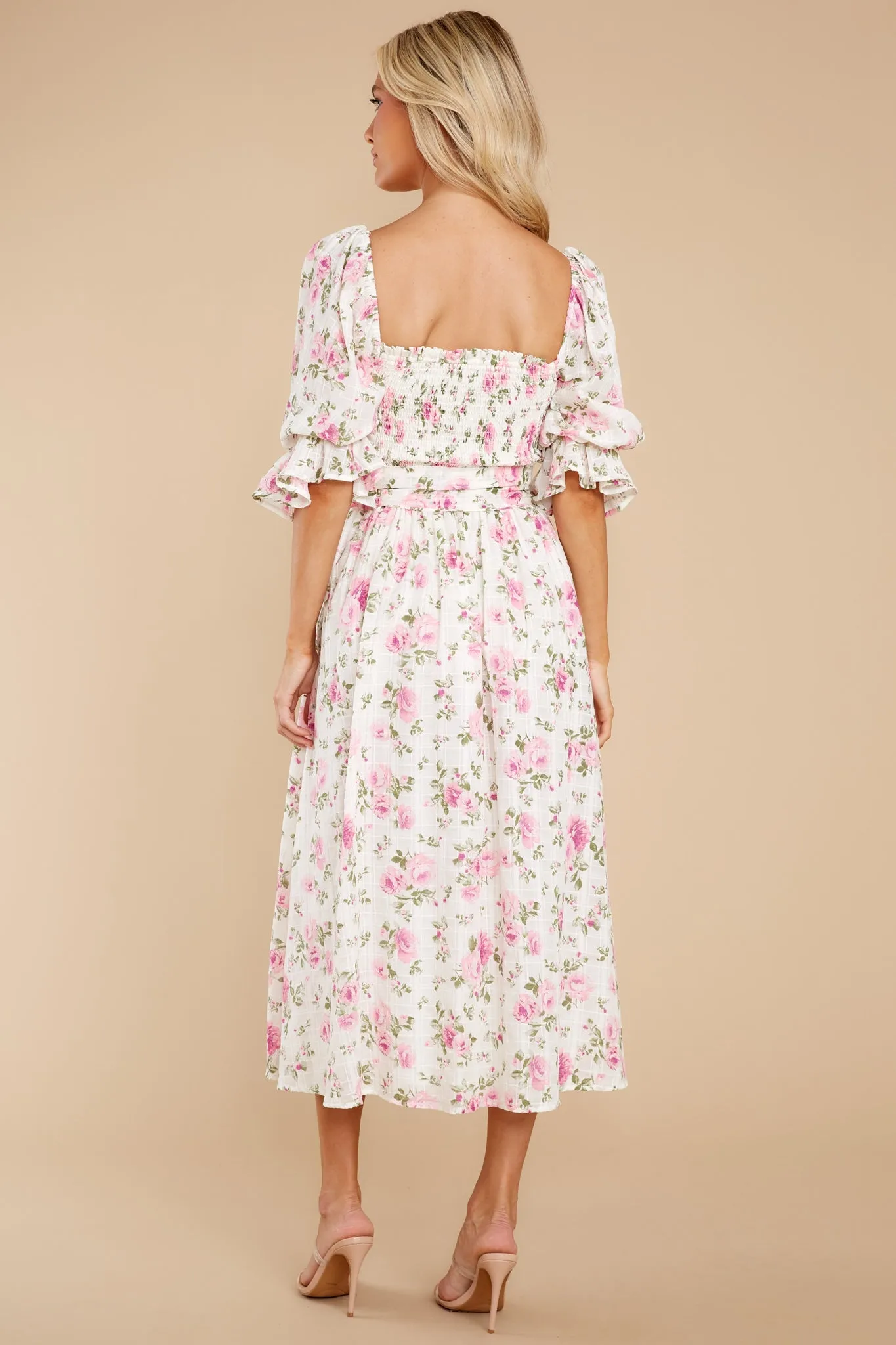 Someone I Adore White Multi Floral Print Cotton Midi Dress