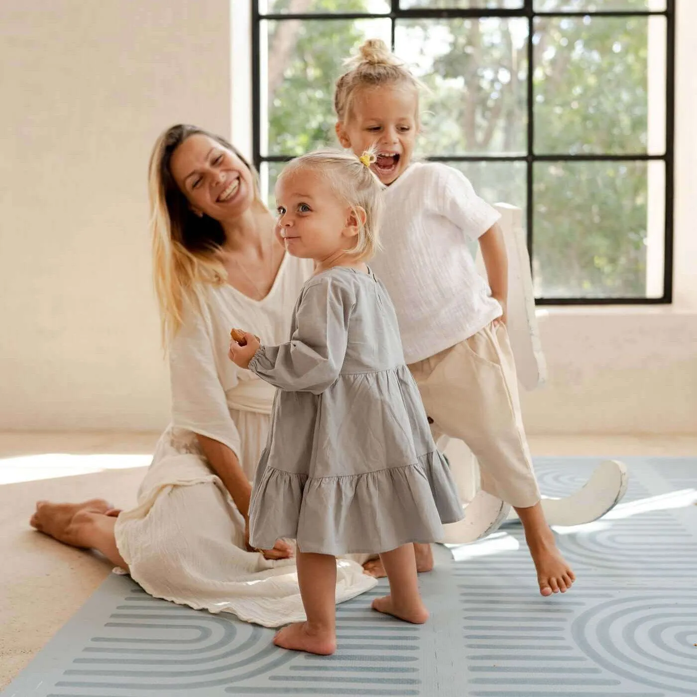 Toddlekind Premium Foam Playmats | Linear - Mineral