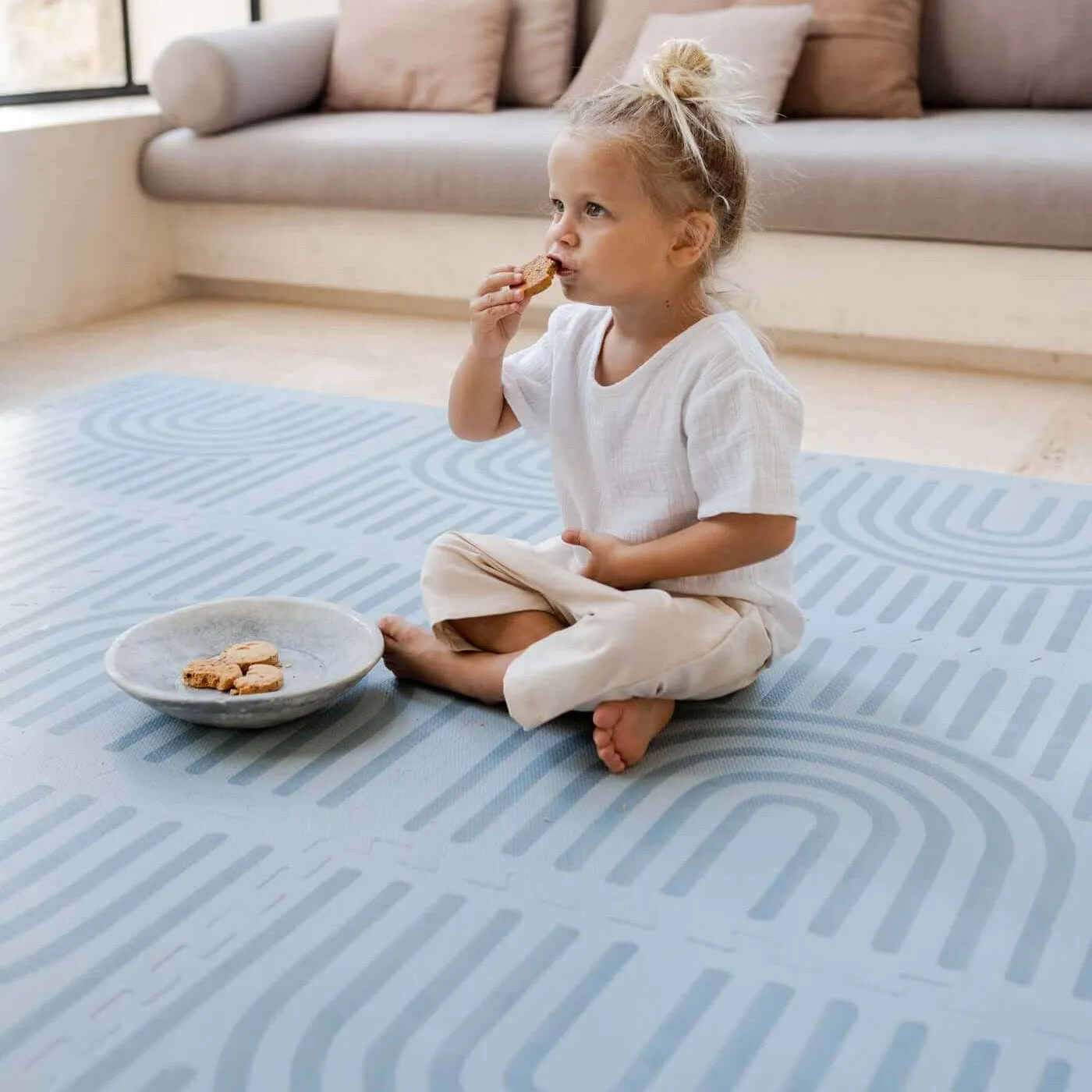 Toddlekind Premium Foam Playmats | Linear - Mineral