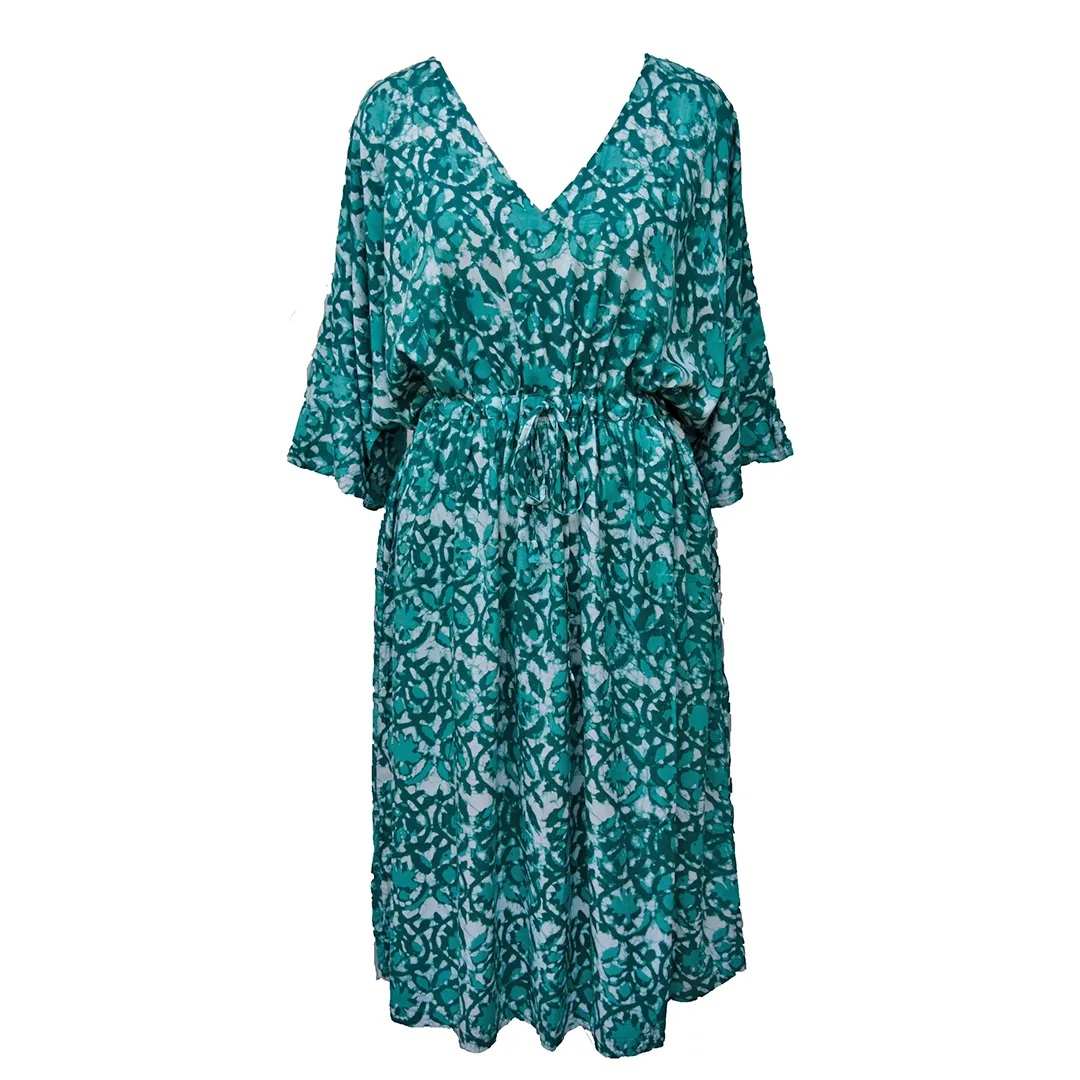 Turquoise Batik Viscose Maxi Dress UK Size 18-32 M93