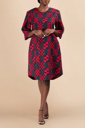 Vele Shift Cotton Dress in Checkered Print