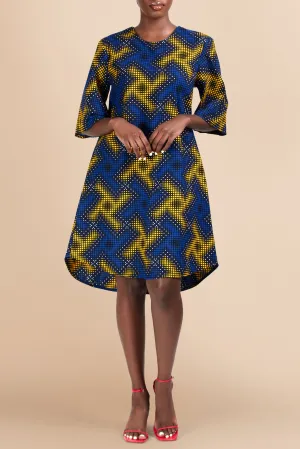 Vele Shift Cotton Dress in Pixelated Neon Print