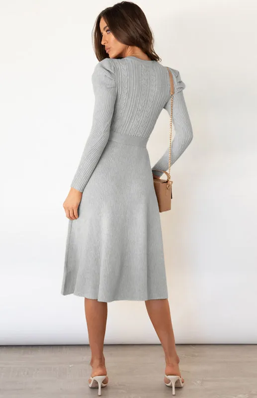 Women's Long Sleeve Cable Knit Sweater Dresses