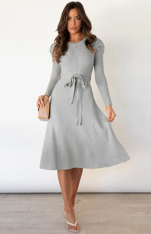 Women's Long Sleeve Cable Knit Sweater Dresses