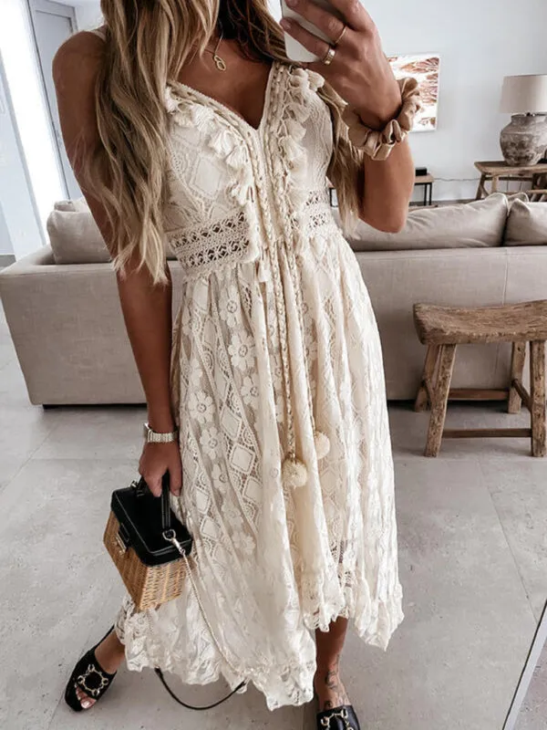 Women's solid elegant Lace Slip Dress