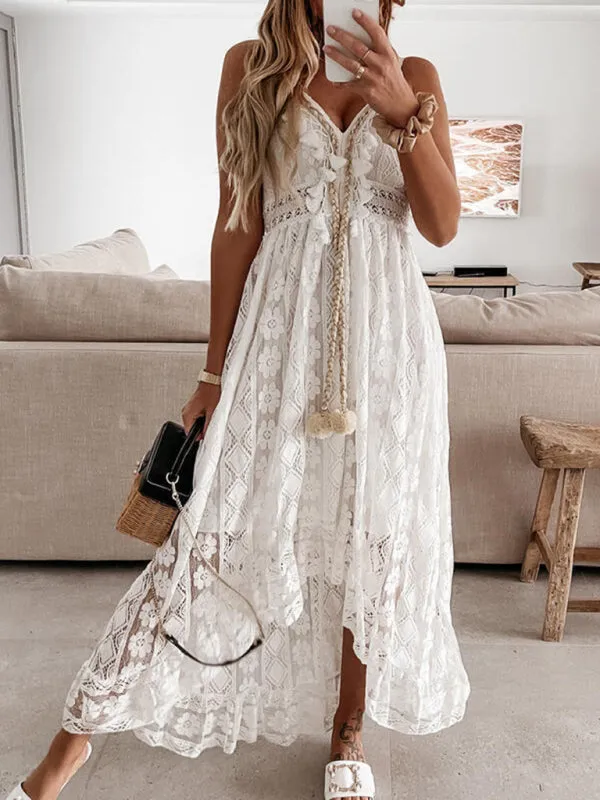 Women's solid elegant Lace Slip Dress